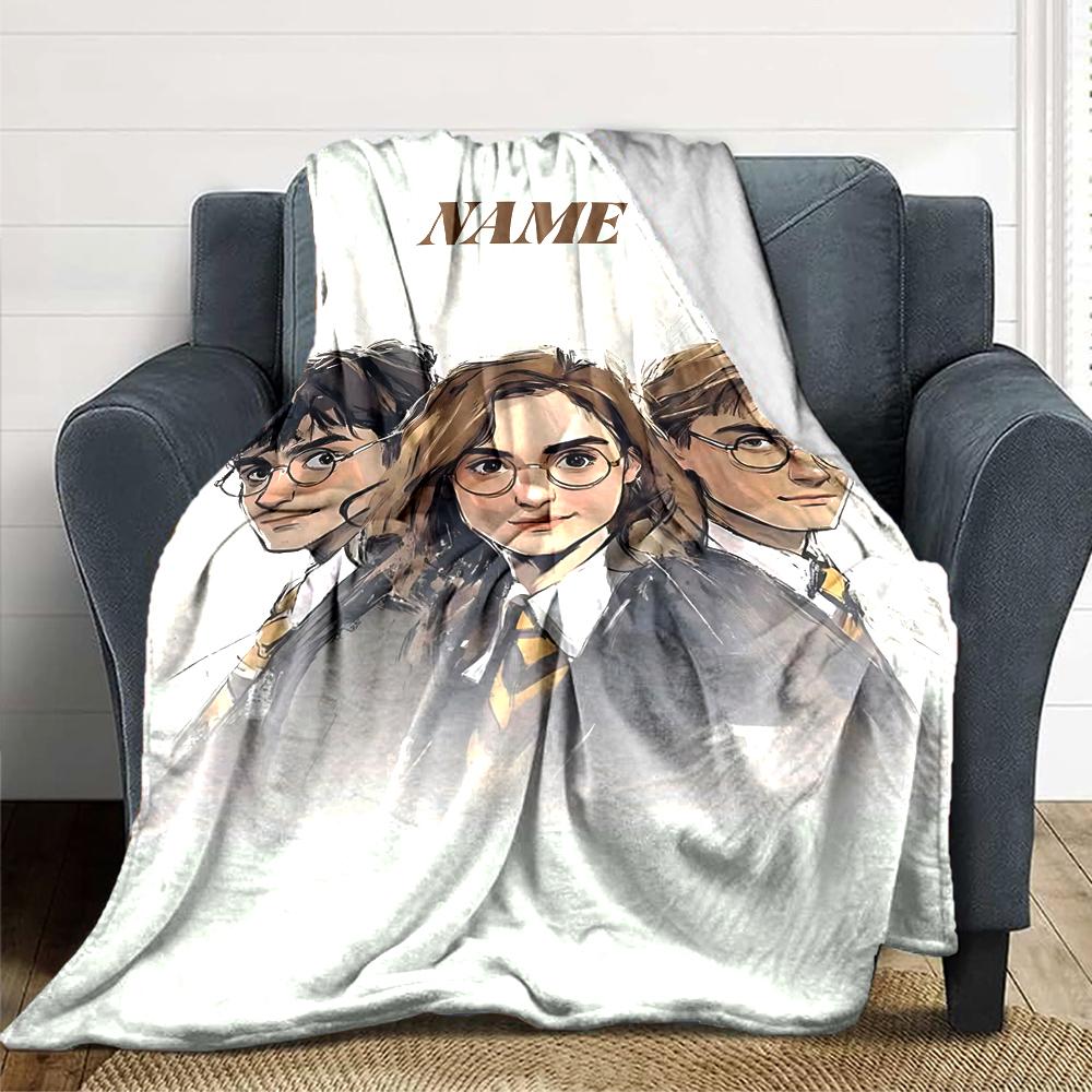 Custom Name "Magic School Adventure" blanket for Couch & Bed, Plush Cozy Fuzzy Blanket Super Soft & Warm Blankets for Fall and Winter. 090885