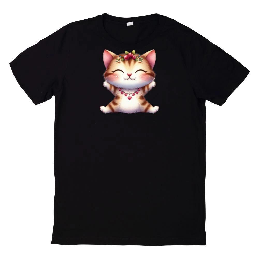 T-Shirt Lustiges Katzen Yoga Aquarell Motiv L