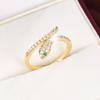 Customizable Snake-Shaped Copper Ring with Shiny Zirconia for Women
