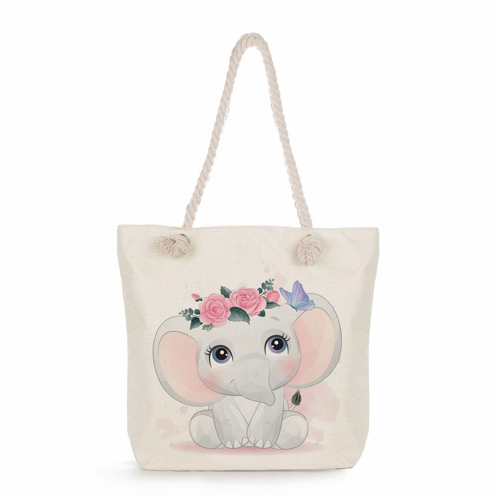 Animal print thick rope single-shoulder beach bag 7286 CLE