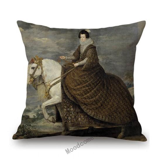 Royal Court Portrait Oil Painting Duchess Princess Ladyship Home Decoration Art Sofa Cotton Linen Throw Pillow Cushion Cover