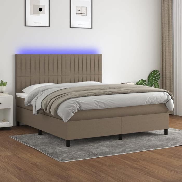 VidaXL Sommier à Lattes de Lit avec Matelas et LED, Lit Rembourré, Lit Double, Lit Adulte de Chambre à Coucher Intérieur, 3135057