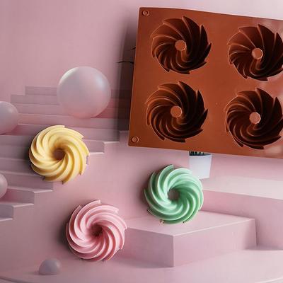 6 Gözlü 74Mm Spiral Silikon Kalıp Pişirme İçin Kek Kalıbı Jöle Yapım Araçları Tatlı Mus Dekorasyon Kalıbı Fantezi Donut