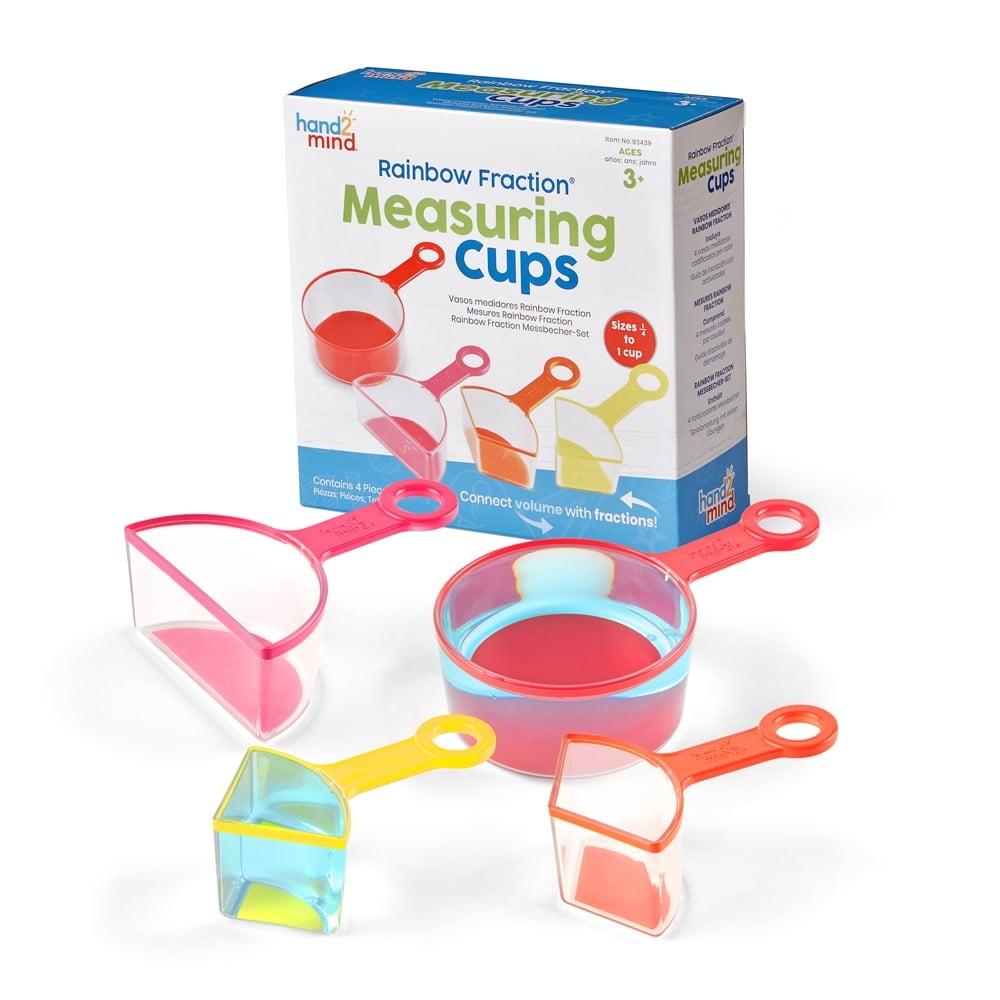 Rainbow Fraction Measuring Cups Set of 4 Math Learning Cooking Baking Montessori Homeschool Activities Educational Toys