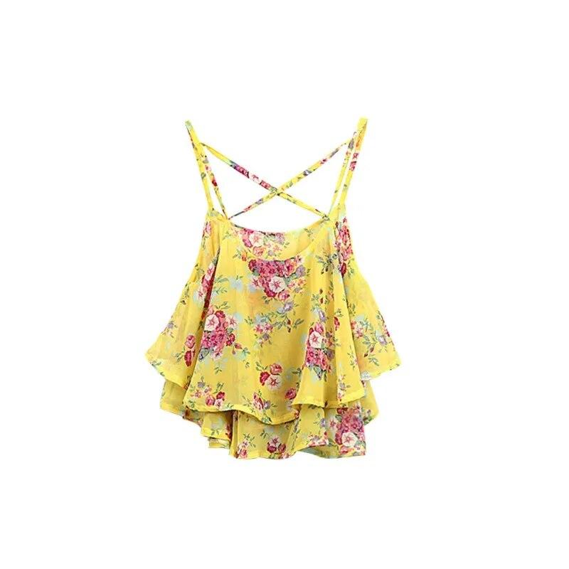 

Женская летняя одежда, жилет с цветочным принтом на бретельках One Size