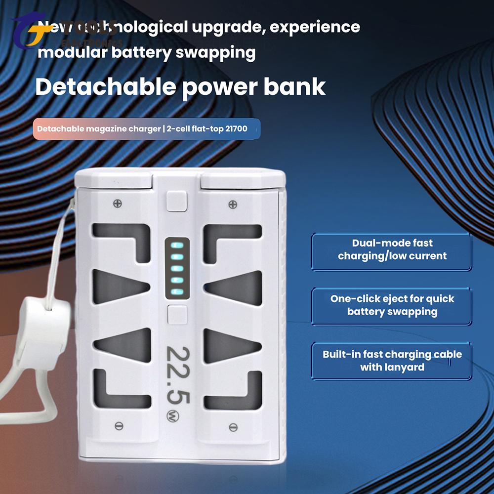 2*21700 Batteries DIY Power Bank Case Kit Fast Charging Dual Mode One-Click Battery Swap for Low Current Devices 22.5W
