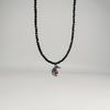 Fashionable Necklace Adornment With Black Crystal Beads Highlighting Heart And Butterfly Symbols For Modern Women