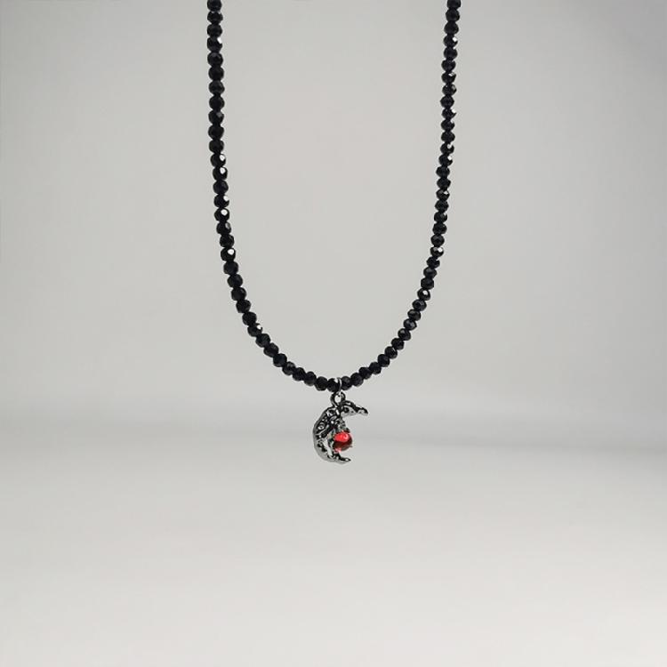 Fashionable Necklace Adornment With Black Crystal Beads Highlighting Heart And Butterfly Symbols For Modern Women