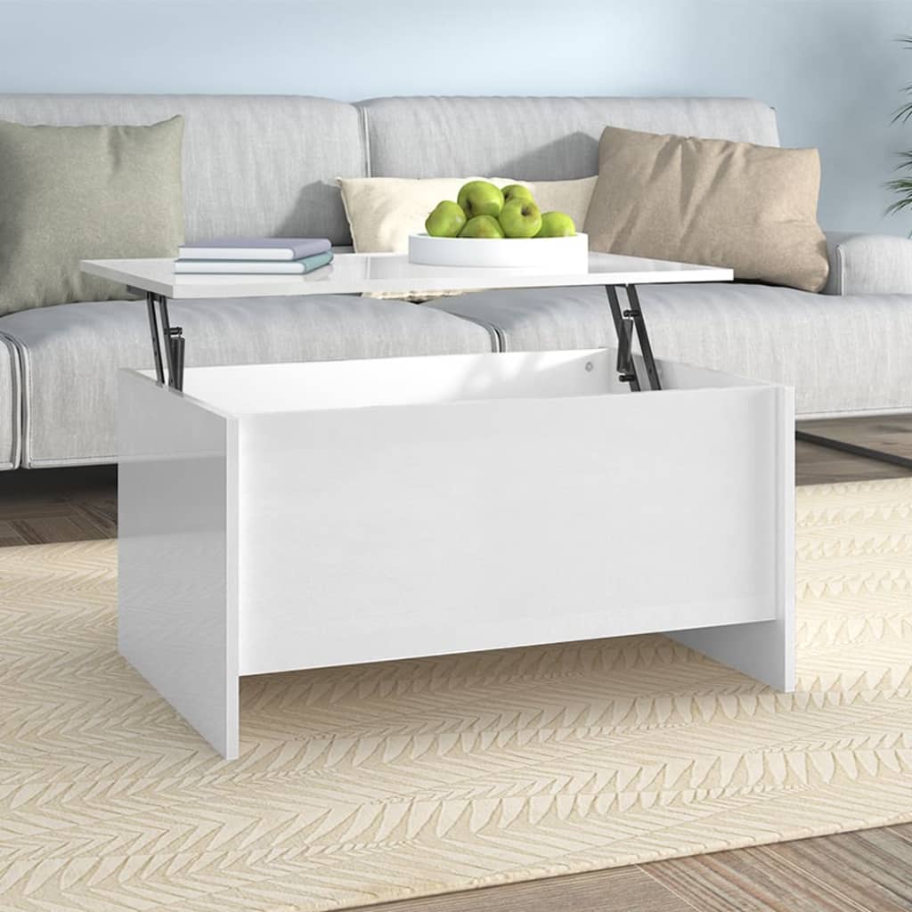 Vidaxl Coffee Table, Glossy White, 80X55.5X41.5 Cm