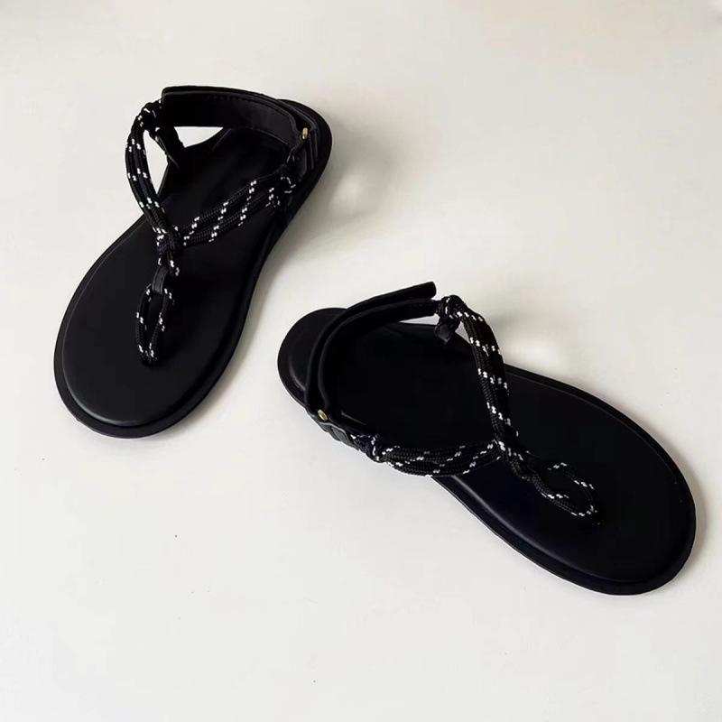 

Sparkling rhinestone flat bottom rope knot versatile toe wear flip-flops women s models 35