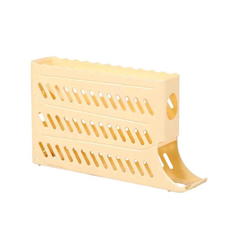 Automatický posuvný držák na vejce Úložná krabice Košík na vejce Organizér kontejneru Skládací lednička Dávkovač vajec do kuchyně