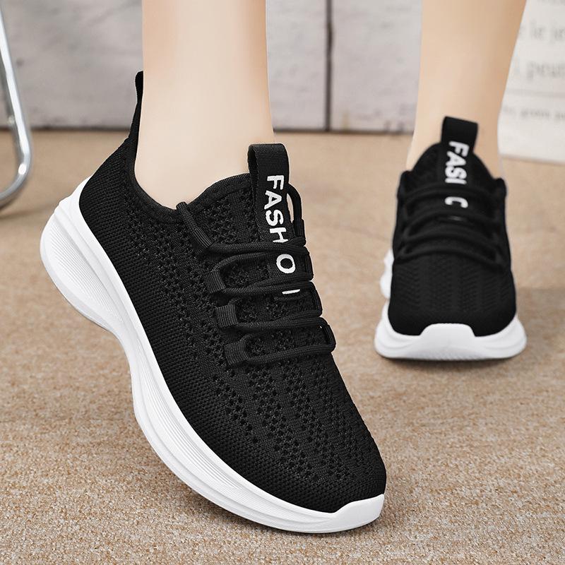 Women's Breathable Mesh Sneakers - Solid Color, Versatile, Soft Sole, Comfortable Casual Shoes