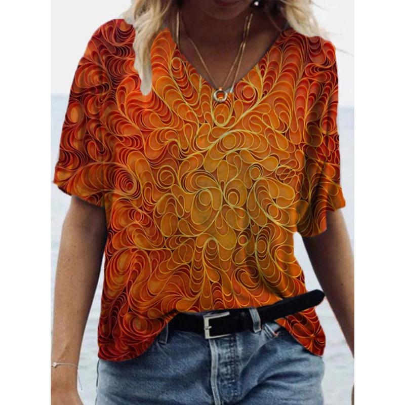 New Popular Abstract Painting 3D Printed Short Sleeved T-shirt for Women's Clothing