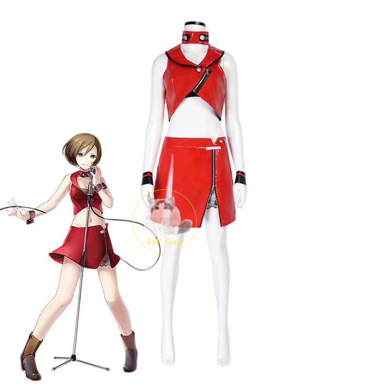 Anime VOCALOID3 Meiko Cosplay Costume Wig Meiko PU Red Uniform Christmas Halloween Formula Uniform for Women Comic Con