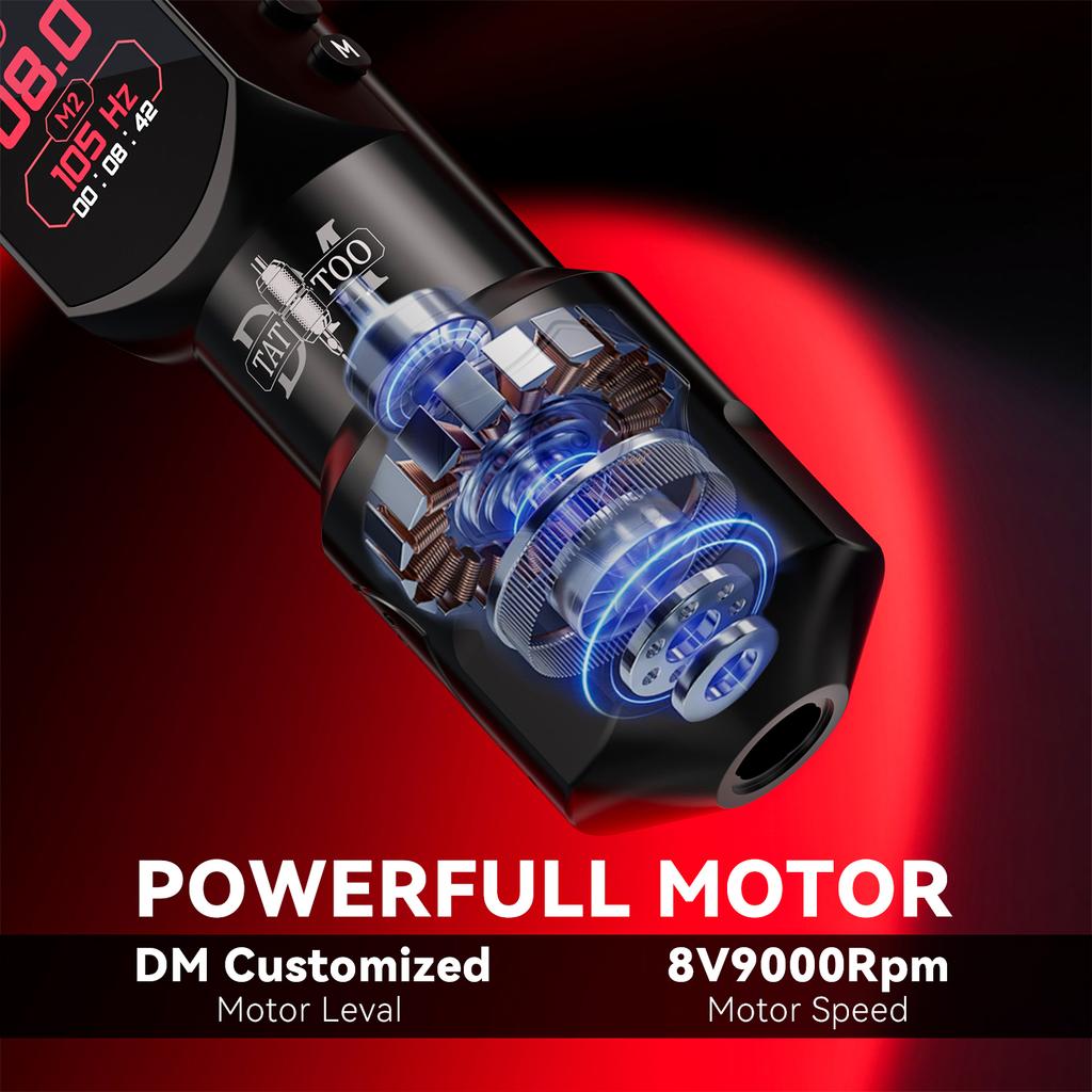 DM Red-Dragon Wireless Tattoo Machine Powerful Customized Motor Wireless Tattoo Power Supply Tattoo Gun For Permanent Makeup