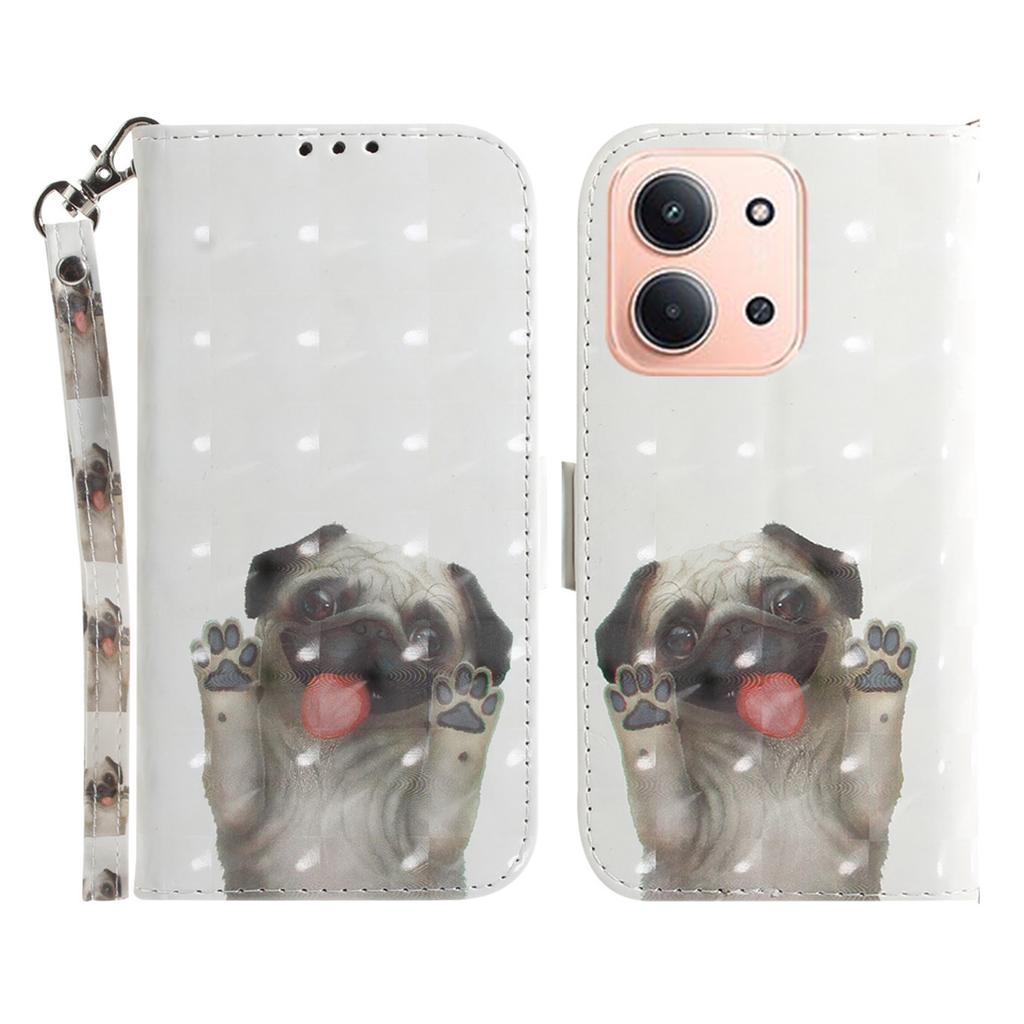 Für Xiaomi Redmi 15C 5G (EU) (173 mm)/15C 4G (EU) (173 mm) Handyhülle mit Musterdruck, Leder-Geldbörse, Handyhülle mit Handschlaufe