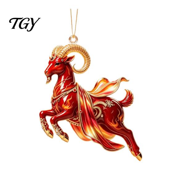 Lightweight Acrylic Hanging Pendants Galloping Goat Ornament, 2D Flat Pendant, New Year Festive Pendant Decorations Decoration for Christmas