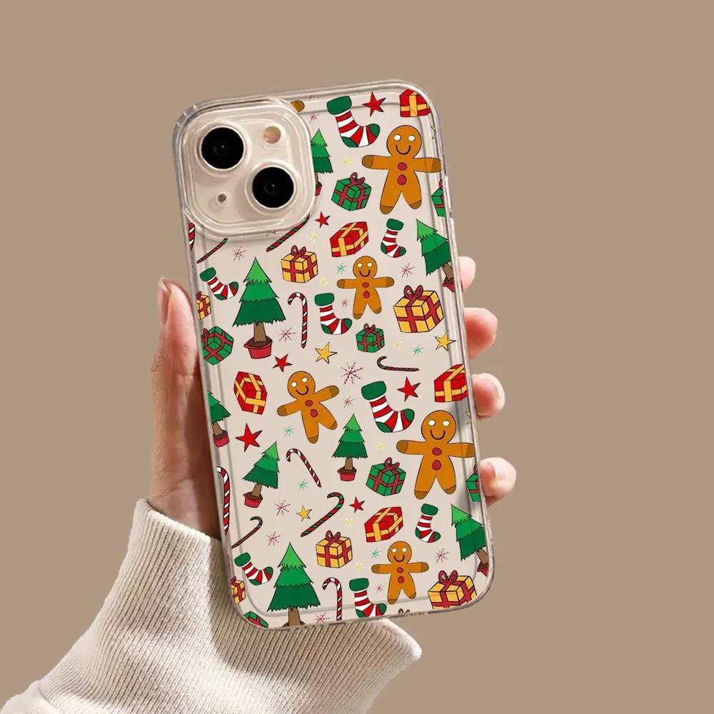 Merry Christmas Snowman Phone Case For iPhone 15 11 12 14 13 Pro Max Mini Plus XSM XR SE 7 8 Navidad Noel Elk Mobile Phone Cover