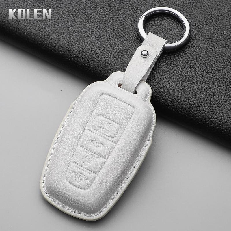 Genuine Leather Auto Smart Key Fob Cover Case Housing Fit For Toyota Prius Camry Corolla Chr C-Hr Rav4 Land Cruiser Prado 2 3 4 Button Auto