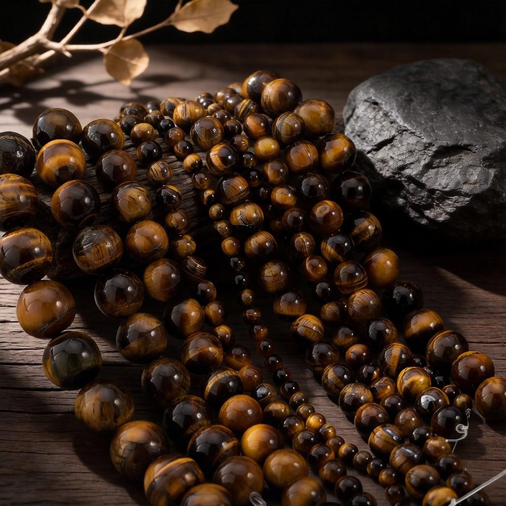 1String Amber Gold Brown Cat Eye Natural Stone Beads 4mm/6mm/8mm/10mm/12mm/14mm For Jewelry Making Bracelet Necklace Accessories