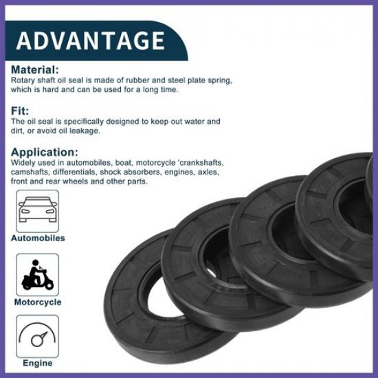 Oil Seal Seal Ring Rotary Shaft Seal NBR Rubber 35x72x10mm Black 5Pcs New