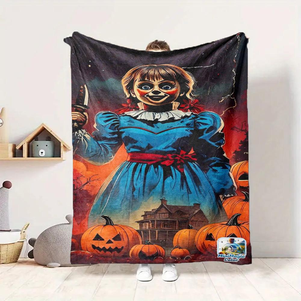 Halloween Horror Flannel Blanket Throw Blanket Soft Warm Sofa Bed Camping Home Decor Unique Christmas Gift C922447
