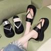 Women's Fashion Hick Soled Summer Wedges Flip Flops Sandals 2025 New Non Slip Rhinestone Slippers Women Soft Bottom Beach Shoes