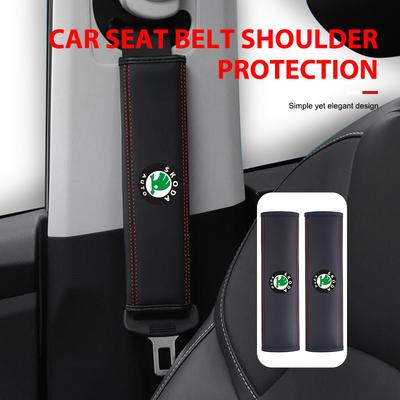AAABS1 1/2PCS Car Seat Belt Safety Belt Shoulder Cover Auto Accessories For Octavia Superb RAPID FABIA KAMIQ KAROQ KODIAQ YETI