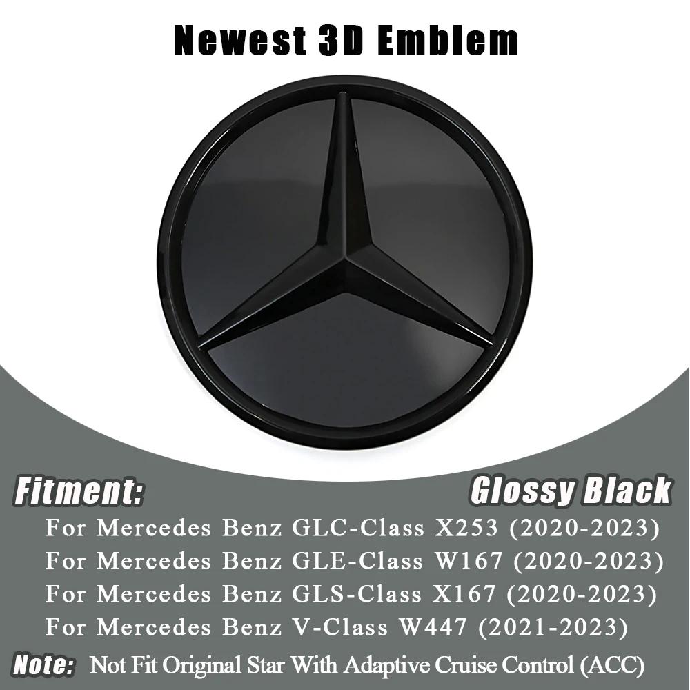 

New 2025 Hot Glossy Black And Chrome Silver For Mercedes Benz GLC X253 GLE W167 GLS X167 V W447 Newest 3D Front Grille Star Embl