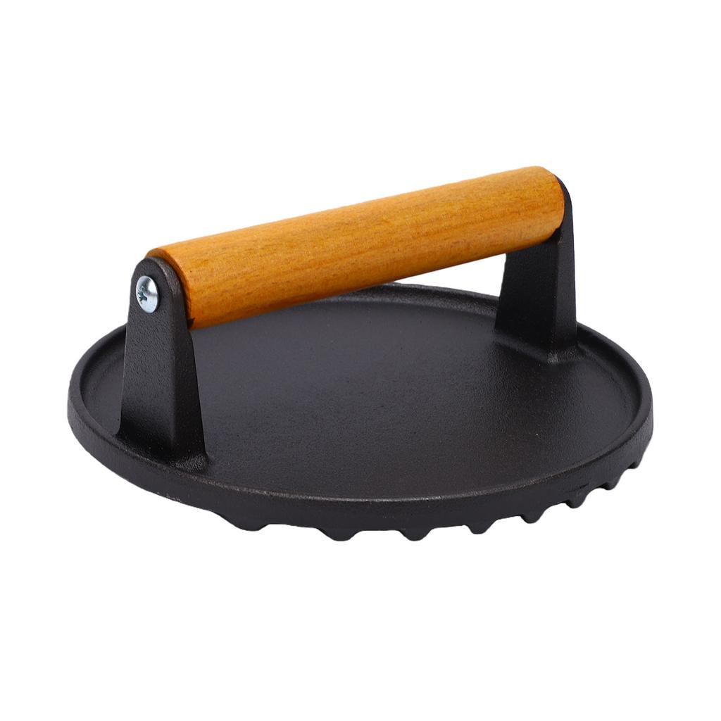 Burger Press 6.7 Inch Round Meat Hamburger Press Cast Iron Heavy Duty Burger Chopper with Wooden Handle