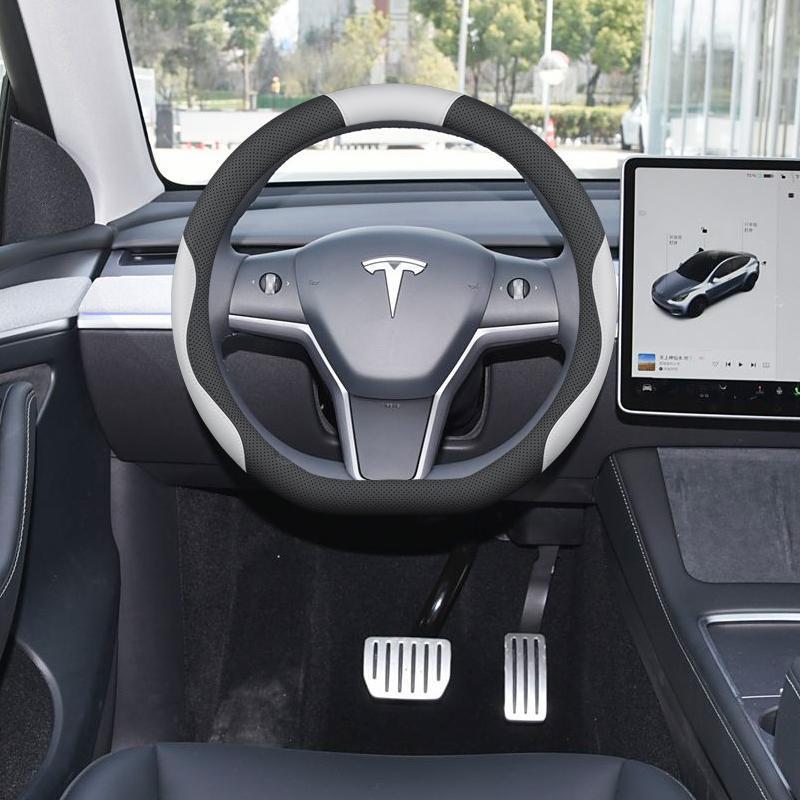 Tesla Model 3 Steering Wheel Cover: Non-slip, Odorless, No-Sew, 25 Models Compatibility, Interior Modification