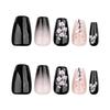 Black Gradient Plum Blossom Nail Pieces - Short Ballet, Detachable, New Chinese Style, Wearable