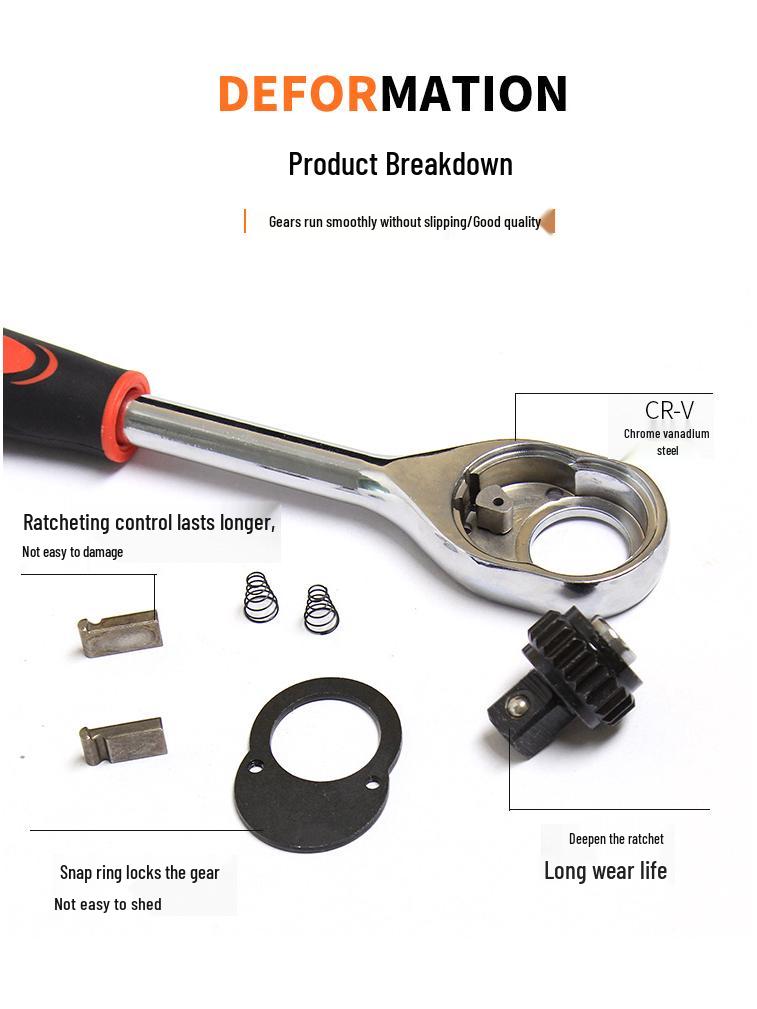 12-Piece Multifunctional Auto Repair Tool Set: Ratchet Quick Socket Wrench for Car Onboard Use