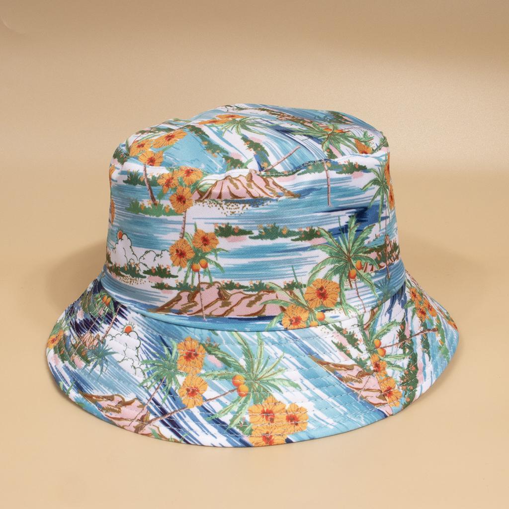 Unisex Frühling Sommer Fischerhut Leichte Lässige Kappe Kokospalmenmuster Sonnenschutz für Draußen Modeaccessoire