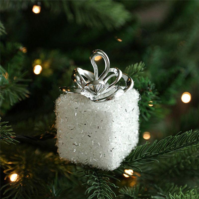 A84X-Christmas Tree Decorations White Foam Christmas Tree Ornaments Hanging Ornaments Home Decoration New Year Gift