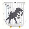 Dinosaur Shower Curtain 1180X180Cm – Funny Cat Sidekick, Bathroom Karaoke Scene, 12 Hooks Bath Decorative Shower Curtain