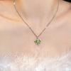 New Green Crystal Love Double Layer Necklace For Women Fashionable Personalized Daily Accessory Party Jewelry Birthday Gifts
