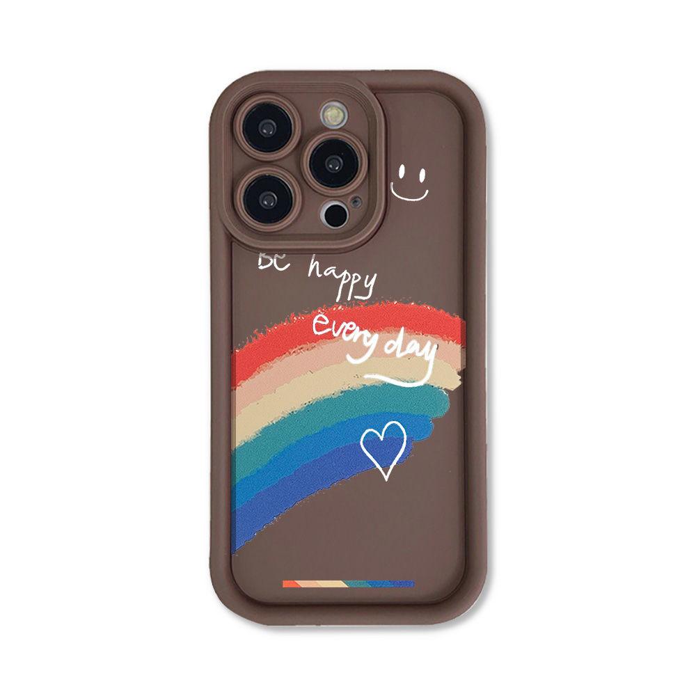 White character smiley face rainbow for iPhone17promax mobile phone case 16 Apple 14 matte 16/15 premium 13