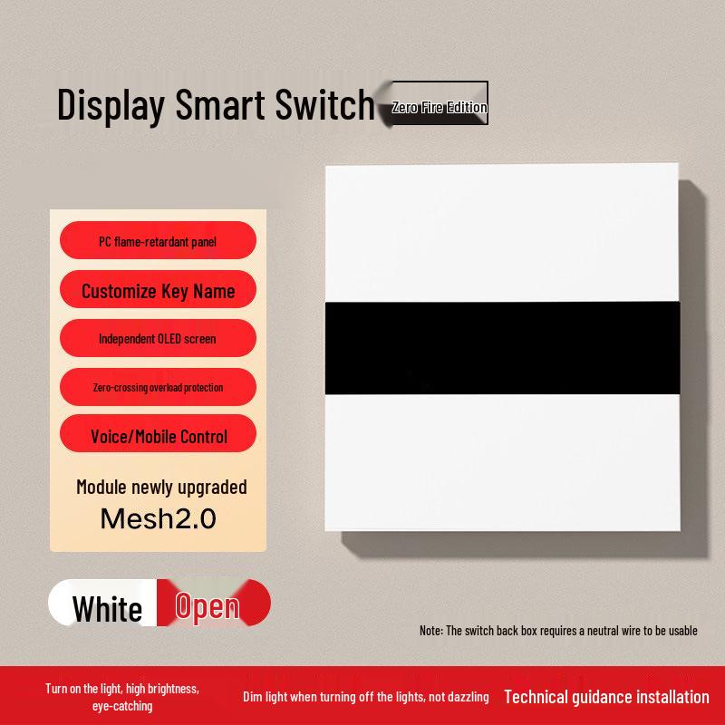 

Bluetooth MESH 2.0 Smart Glass Panel Switch, Mijia APP Remote & Voice Control Enabled