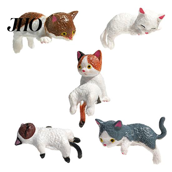 Mini Cat Figurine Miniature Cute Cartoon Kittens Ornament for Kitty Desktop Set Computer Monitor Car Dashboard Home Office Desk Decor Lover