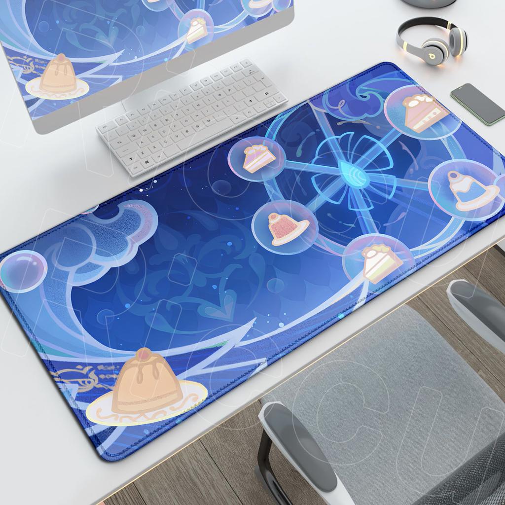 Anime Genshin Impact Office Long Deskmat Cute Furina Game Antislip Mousepad Large Computer Keyboard Mat HD Print Rubber Cushion