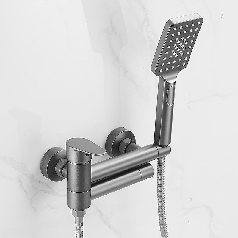 Brass Bathtub Shower Faucet Set Bathroom Single Handle Wall Mounted Bath Tub Mixer Tap with Handshower and Swivel Spout