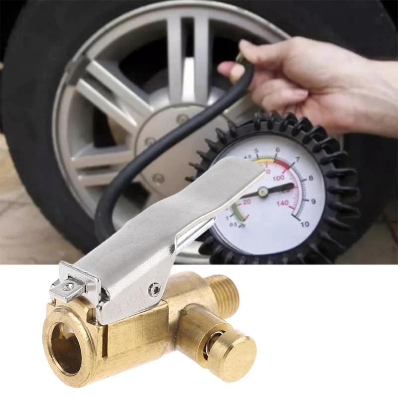 Tire Chuck with Clip Adapter Air Chuck Tire Inflator Compressor Pump- Connect Accessories for Vehicle Auto 34mm Length