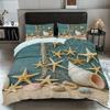 Ocean Theme Quilt Cover Three-Piece Beach Shell 3D Digital Printing Quilt Cover Pillowcase