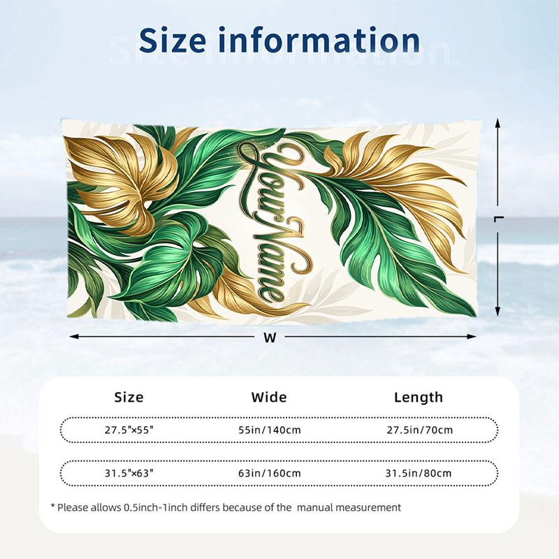 Decorative Artwork Theme Beach Towel Personalized Custom Name & Text Soft Quick Dry Beach Towel for Swimming Travel