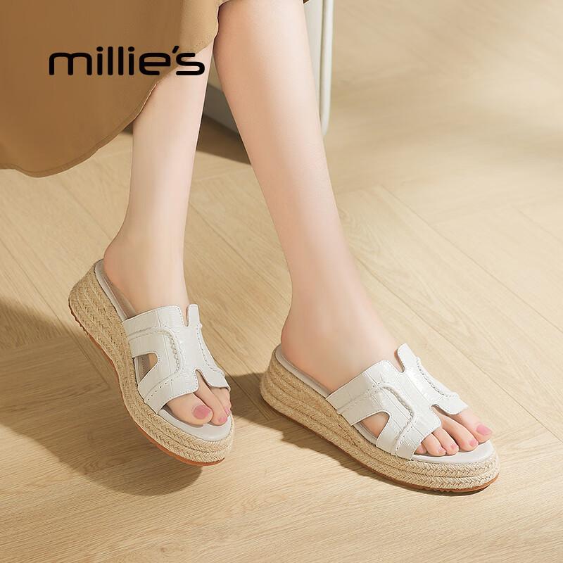 Millies Women s Genuine Sheepskin Wedge Sandals EU 37