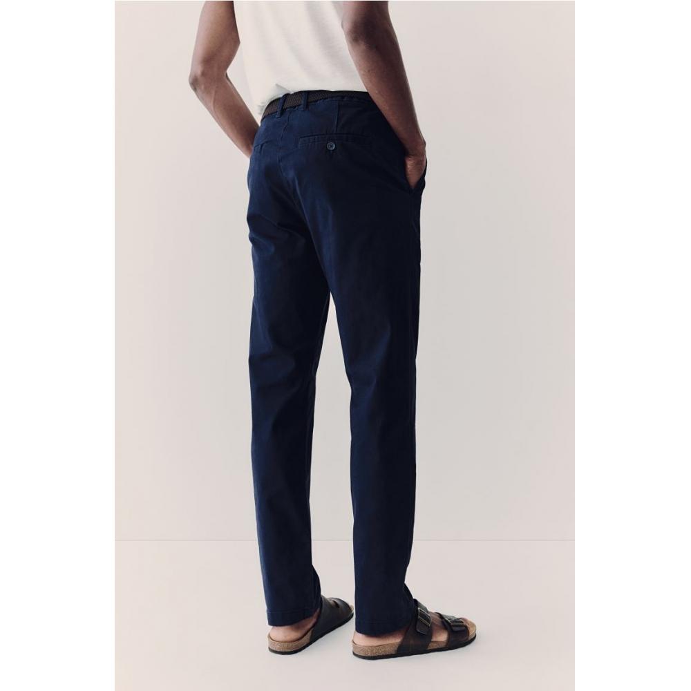 H M sliM Fit Cotton cHino Pants Navy Blue