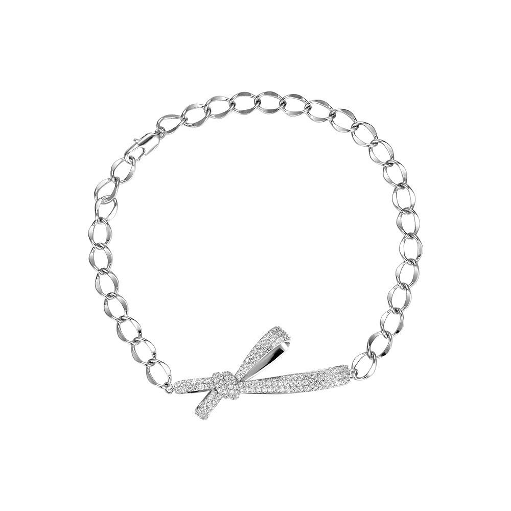 Exaggerated Bow Necklace Full of Diamonds Elegant Butterfly Bracelet Open Bangle with Micro Inlaid Design