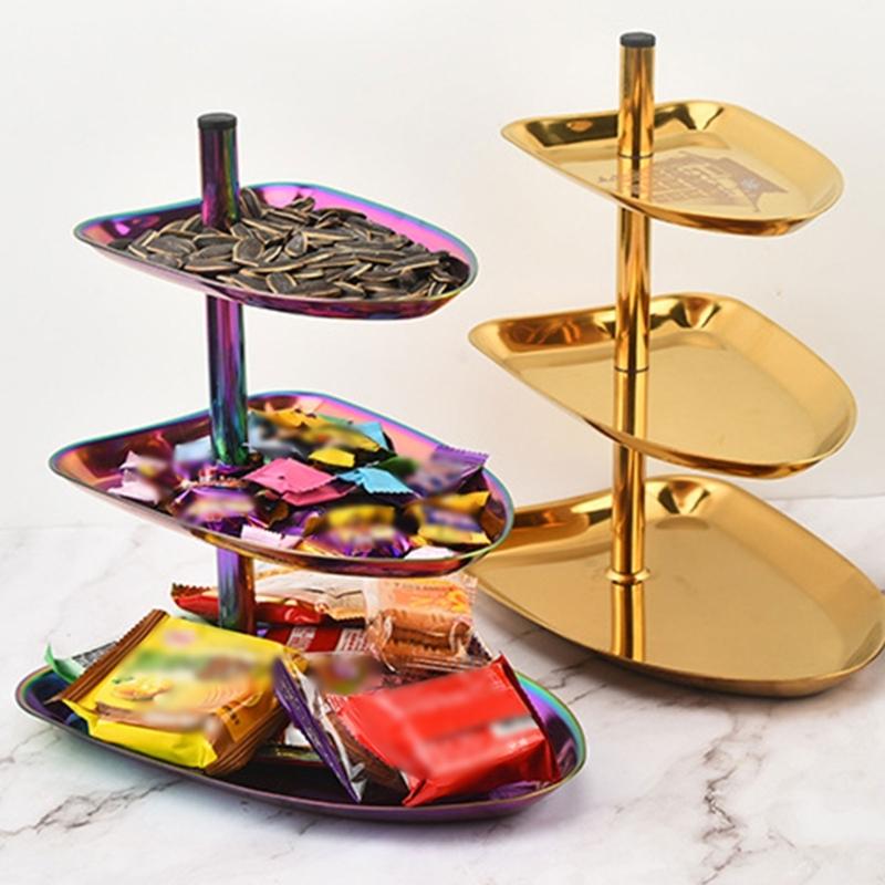 Space Saving Dessert and Snacks Holder Multilayer Cake Stand 430Stainless Steel Construction for Durability and Styles nero