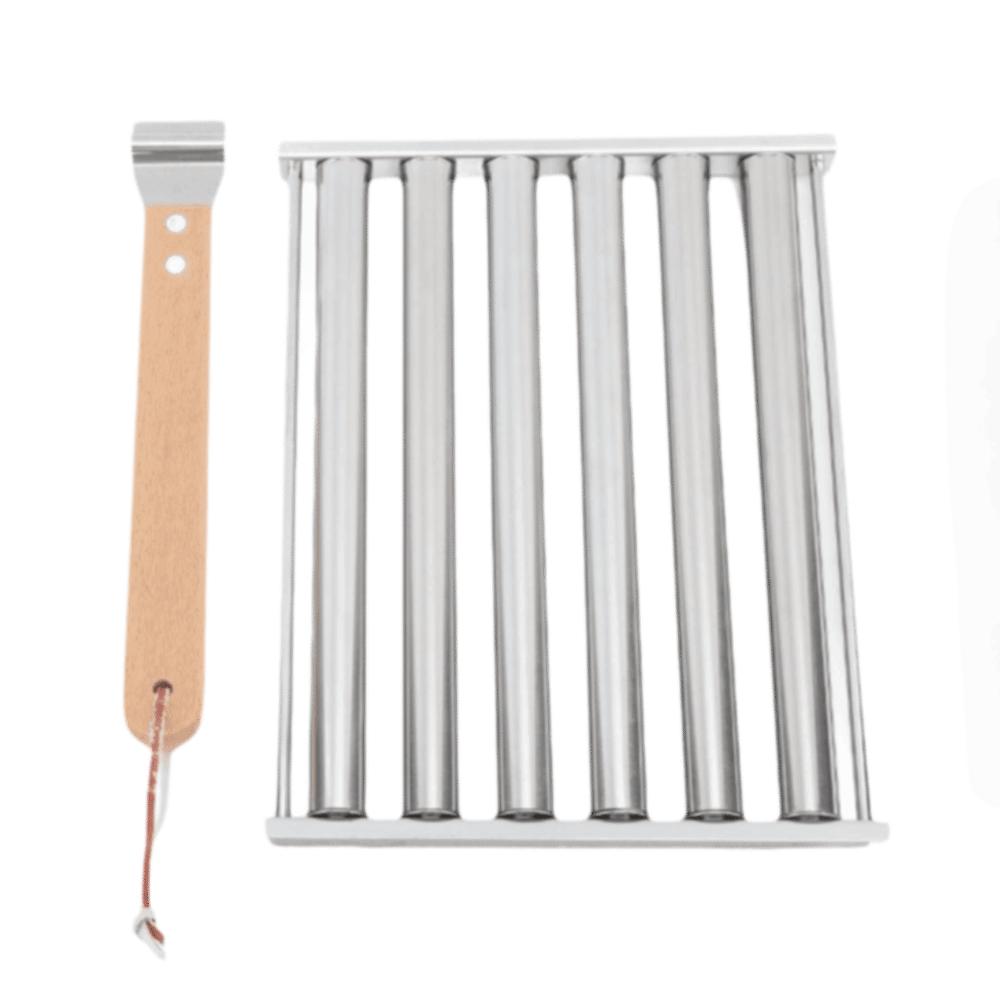 Abnehmbarer Holzgriff Hot Dog Roller Silberner Hot Dog Grill Wurstgrill Camping Kochstelle